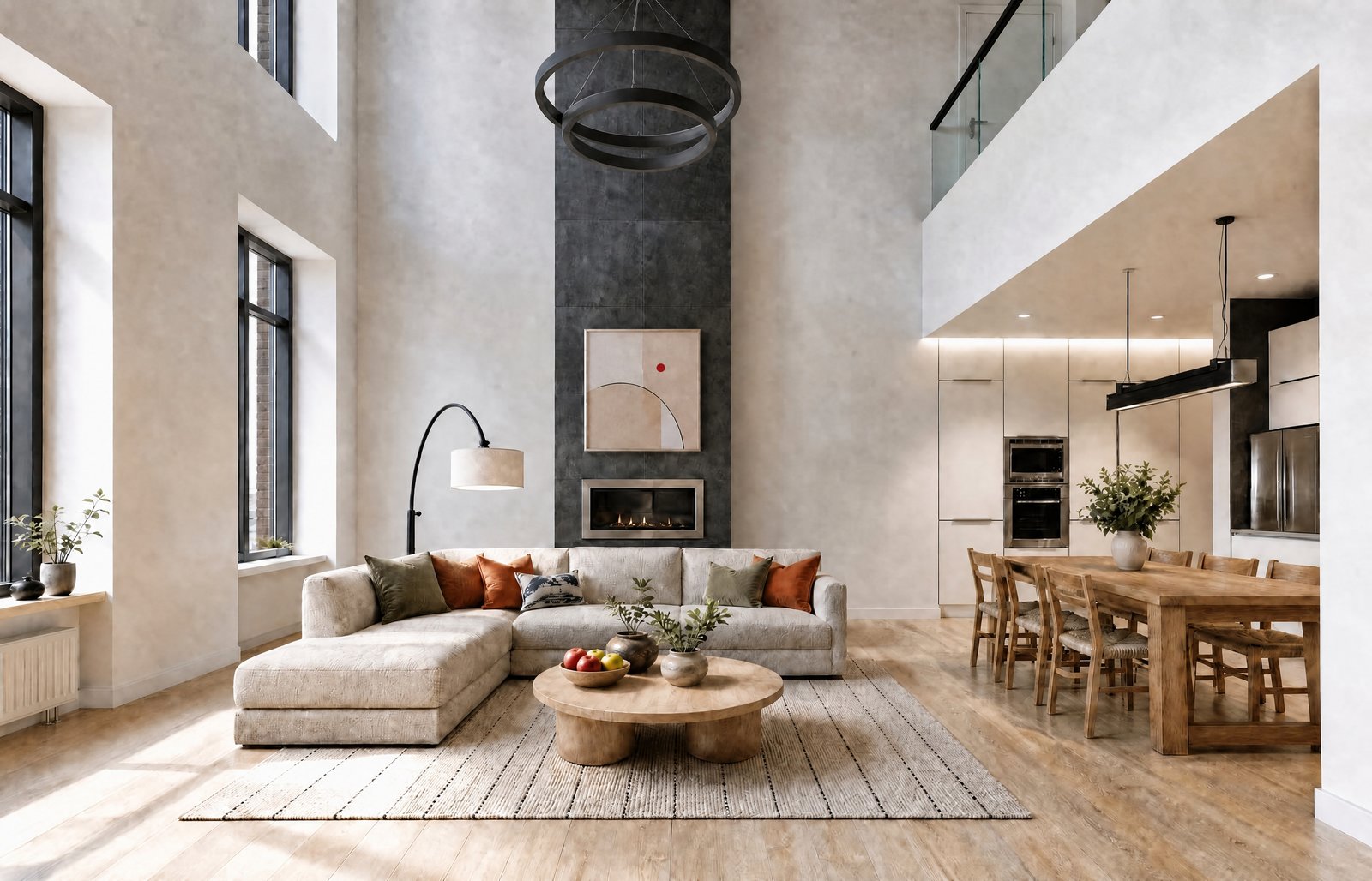 Interior AI render before HD redraw — soft textures and noise after multiple local edits